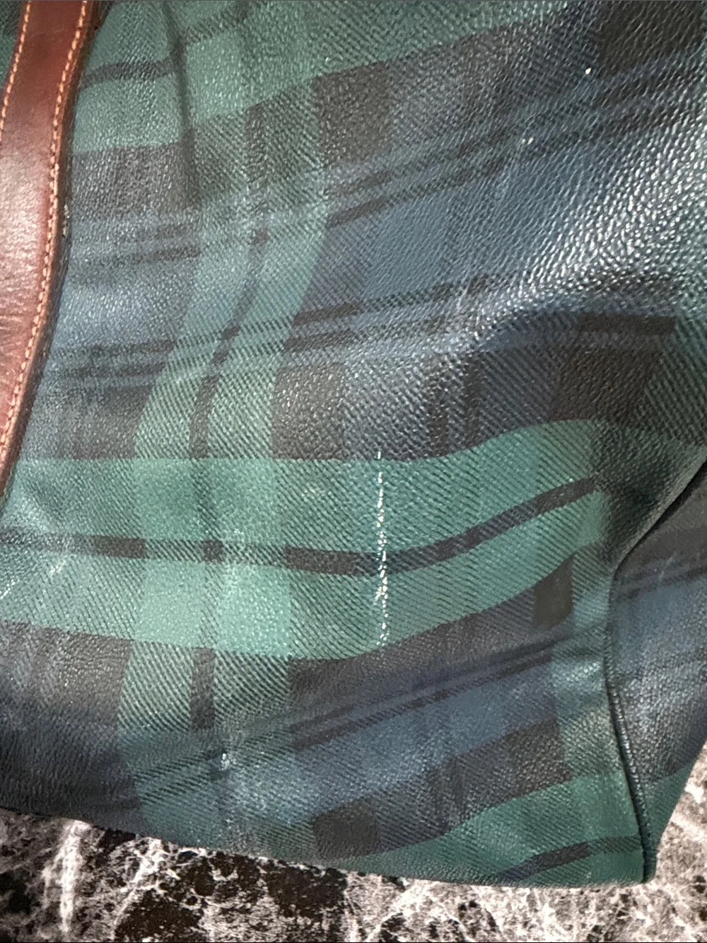 Polo by Ralph Lauren Dark Green and Navy Plaid Leather-Trim Duffel